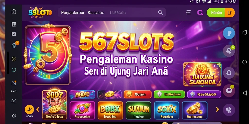 Screenshot utama 567SLOTS menampilkan gameplay slot yang mendebarkan.