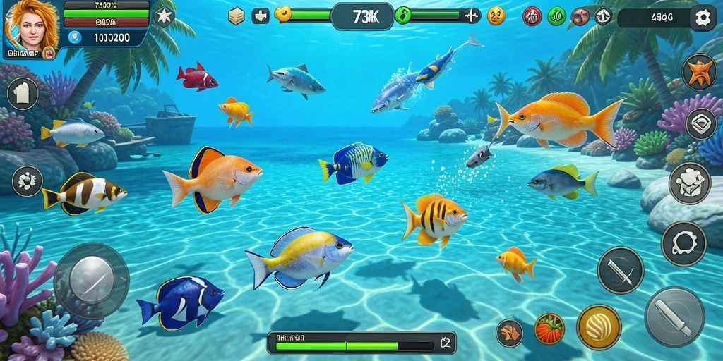 Screenshot gameplay seru Tembak Ikan di 73K.