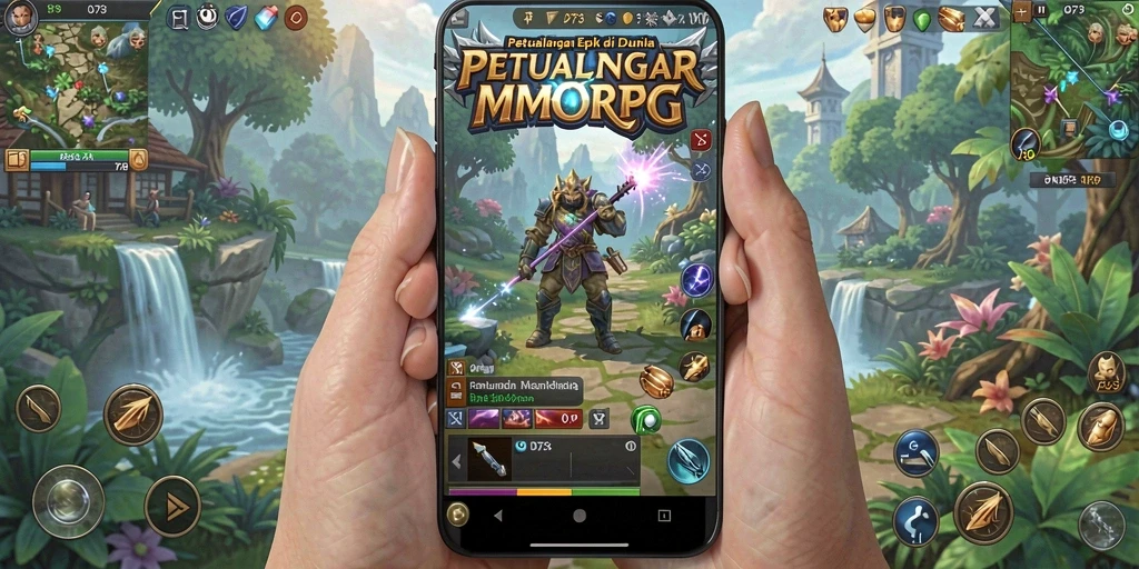 Screenshot D73 menampilkan aksi pertempuran seru dalam dunia MMORPG.