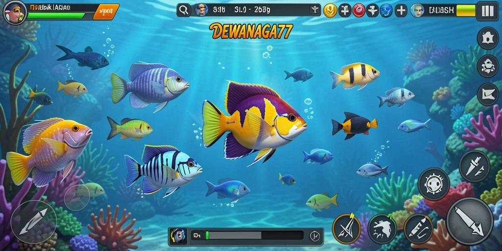 Tampilan aksi menangkap ikan yang seru dalam DEWANAGA77.