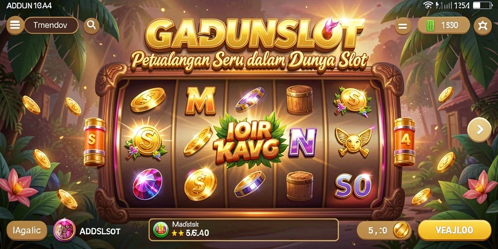 Screenshot GADUNSLOT menampilkan aksi seru dalam permainan petualangan slot.