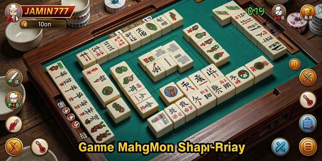 Tampilan menarik dari gameplay Mahjong JAMIN777 dengan ubin yang berwarna-warni.