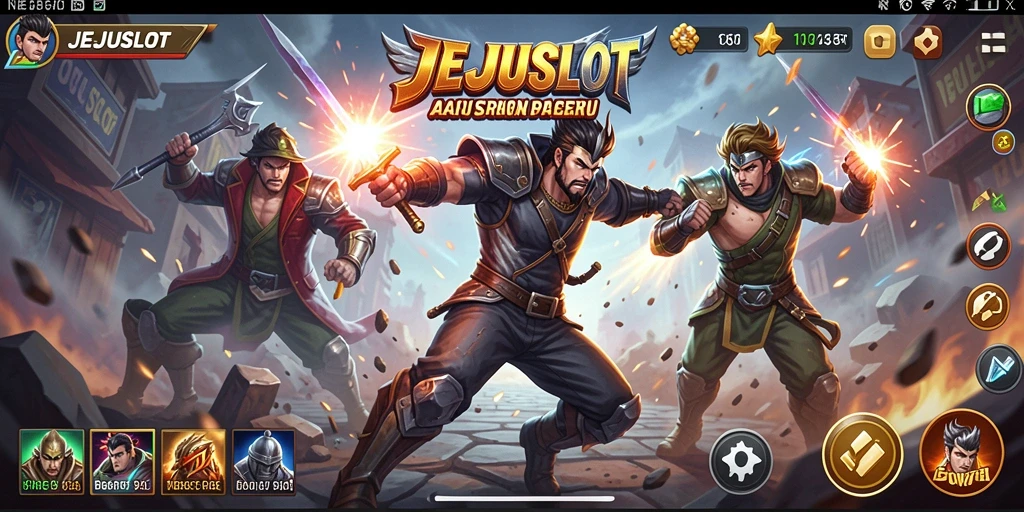 Tampilan menarik dari gameplay JEJUSLOT dengan pertarungan yang intens.