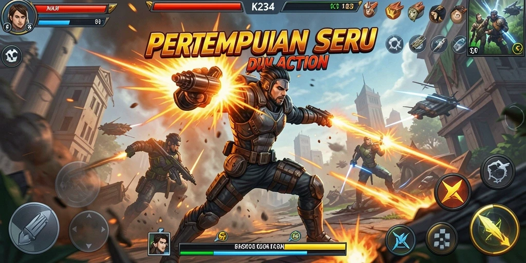 Screenshot gameplay K234 menampilkan aksi pertempuran yang intens.